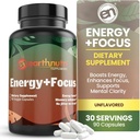 EarthNutri Energy + Focus תוסף - אנרגיה Boost & Memory Enhancer עם PeakO2, AlphaSize, Cognizin, PurCaf, Theacrine, Acetyl L-Carnitine ו- L-Tyrosine - 3 קפסולות Per לשרת לשרת לשרת.