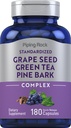 Piping Rock Grape Seed, Green Tea & Pine Bark Complex | 180 קפסולות | Non GMO, Gluten Free Supplement