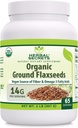 Herbal Secrets USDA Organic Ground Flaxseeds 2 אבקת Lbs | 14 גרמים Per המשרתת | 65 משרתים | מקור טבעוני מעולה של סיבים אומגה -3 -3 Fatty Acids
