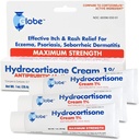 Globe (3 Pack Hydrocortisone כוח קרם 1%, Anti-Itch Cream for Redness, Swelling, Itching, Rash, באג /Mosquito Bites, אקסמה, טחורים ועוד