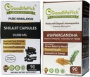 חברת ההימלאיה Shilajit כמוסות & Ashwagandha Pack של 2.90+90 ct Gold Standard Premium Quality for Max Advantage. All Natural Non GMO No Rice אבקת No Filler No Silicon Dioxide No Stearate