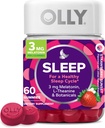 OLLY Sleep Gummy, 3 מ"ג מלטונין, L-theanine, Chamomile, Lemon Balm, Sleep Aid, Strawberry, 60 Count