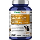 NusaPure Colostrum 1050 1050 1050 1050 של 30% IgG 200 כמוסות (Non-GMO, Soyfree) Bioperine