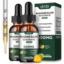 (2 Pack) Magnesium Glycinate תוסף, Magnesium נוזל טיפות עם Magnesium Glycinate 500 מ"ג Ashwagandha, L - האננין, Chamomile - Supports Optimal Calm Sleep