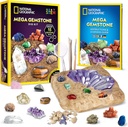 GEOGRAPHIC Mega Gemstone Dig Kit - Up 15 Real Gemstones and Crystals, Science Kit for Kids, Gem Digging Kit, Gift for Girls and Boys, Mining Kit, Rock Collection