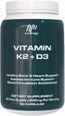 ויטמין K2 D3 תוסף - High-Potency - תומך העצם, הלב, בריאות החיסון - non-GMO, Gluten-Free, Vegetarian - 60 קפסולות (60 משרתים) - איכות פרימיום K2+D3 Formula