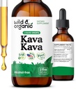 Wild & אורגני Kava Tincture 400 מ"ג - תוסף תמיכה Mood - Calming Root Extracts - 2-Month אספקה - טבעוני, סוכר ואלכוהול חינם טיפות - 2 fl oz