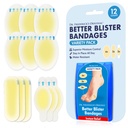 Dr. פרדריק's Original Better Blister Bandages - 12ct - Water Resistant - 40% יותר Cushioning - hydrocolloid Bandages for Foot, Toe, & Heel - Blister Pads for Prevention & Recovery - Variety Pack