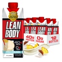 Lean Body Ready to-Drink Pina Colada חלבון שקד, 40g חלבון, Whey בלנדר 0 סוכר, Gluten Free, 22s & מינרלים, 17 Fl Oz (Pack של 12)