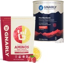 Gnarly Nutrition Gnarly Preworkout Strawberry Lemonade (14.82oz) Aminos ברי Lemonade Caffeine חינם (10.58oz)
