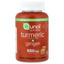 Qunol Turmeric וג'ינג'ר חניכיים, חניכיים עם 500 מ"ג + 50 מ"ג ג'ינג'ר, תוספת תמיכה משותפת, Ultra High Absorption Tumeric וג'ינג'ר, טבעוני, Gluten Free, 1 חודשים אספקת חניכיים