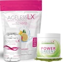 AgelessLX ביוטין תוספי קפסולות, Strawberry Lemonade & Power Greens אבקת Bundle - Anti Aging תוספים