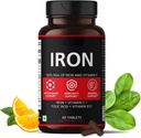 תוספת ברזל לנשים וגברים עם ויטמין C, Folic Acid & ויטמין B12 - טבליות ברזל עוזר תמיכה אנרגיה - 60 Veg טבליות
