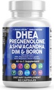 DHEA 200 מ"ג תוספת Pregnenolone 100 מ"ג עבור גברים ונשים עם DIM Ashwgandha Boron 6 מ"ג תרכובת Calcium Magnesium Zinc 50 מ"ג ויטמין D3 5000 IU סיוע גלולות תמיכה הורמונלית המיוצר בארה"ב 60 הרוזן הרוזן רוזן 6 מ"ב 60