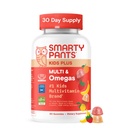 SmartyPants Kids Multivitamin Gummies - שיפור פורמולה: אומגה 3 (DHA / EPA), ויטמינים D3, C, B12, B6, ויטמין A, K & Zinc, Gluten Free, Three Fruitors, 60 Count (30 יום אספקה)