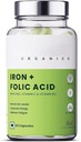 ברזל + Folic Acid תוספת עם Zinc, ויטמין C & ויטמין B12 | 60 קפסולות Veg | תמיכה, Immunity and Energy