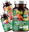 מספר אחת של תזונה N1N Premium Superfoods[28 Powerful Ingredients] ו Super Fruits & Veggies תוספת (40 Whole Foods) - Superfood Bundle, 2 Pack