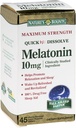 האותיות הקטנות של Nature's Bounty Melatonin 10 מ"ג Quick Dissolve Tablet 45 ea (Pack of 3)