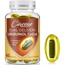 Ubiquinol CoQ10 600 MG Softgels עם אומגה 3 ו Shilajit & PQQQQ, מתקדם כפול-Delivery Coenzyme-Q10, Active CoQ10 Ubiquinol תוסף לפוריות, Antioxidant, Heart, Brain & Energy, 60 משרתים