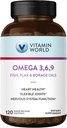 ויטמין World Triple אומגה 3-6-9 3000 מ"ג עם דגים, פלמקס, Borage & Evening Primrose Oils, אומגה 3 -3 חומצות שומן עם EPA & DHA, תומך הלב, המוח והבריאות, Gluten Free, 120 Softgels