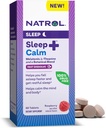 Natrol Sleep + Calm Melatonin 6 מ"ג עם L-theanine 50 מ"ג ו בלנדרה בוטנית, תוספת דיאטנית לשינה מנוחה ומחשבה וגוף, 60 טבליות של Raspberry-Flavored Fast Dissolve, 60 יום אספקת יום אספקה