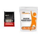Optimum Nutrition Gold Standard 100% אבקת חלבון Whey, Vanilla Ice Cream, 10 פאונד (Packaging May Vary) ו-BolkSupplements Micronized Creatine Monohydrate אבקת (1 קילגרם)