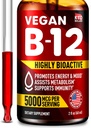B12 Sublingual 5000 mcg Drops - Made in USA - טבעוני B12 ויטמינים לאנרגיה, Mood & Memory - Highly Bioavailable Sublingual Drops - Methylcobalamin for Women & Men - 2 fl. oz.