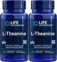 Life Extension L-theanine, 60 קפסולות צמחוניות (Pack of 2) - Amino Acid Derived מ Tea - Gluten-Free, non-GMO