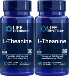 Life Extension L-theanine, 60 קפסולות צמחוניות (Pack of 2) - Amino Acid Derived מ Tea - Gluten-Free, non-GMO