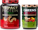 Nutrology Greens & Fruits אבקה-Naturly Sourceed Superfood, Vanilla Cinnamon (30 משרתים) אבקת חלבון טבעוני TRIPACT, Butter Vanilla (20 משרתים)