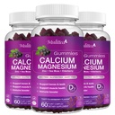 Calcium Magnesium Zinc Gummies עם גבוה Absorption Magnesium Glycinate 200 מ"ג, Potassium - Plant Calcium תוסף w / D3 & Sea Mos עבור העצם, השרירים, Calm Mood & Sleep Support ילדים ומבוגרים (3 Pack)