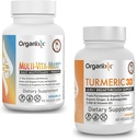 Organixx Turmeric Curcumin (60 קפסולות צמחוניות) & Multi-Vita-MAXx Whole Food Multivitamin (90 גל קפסולות)