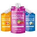 מעצב בריאות חלבון Smoothie, פירות אמיתיים, 12g חלבון, Low Carb, Zero הוסיף סוכר, Gluten-Free, non-GMO, No Artificial Colors or Flavors, Super Fruits Variety Pack, 12 Count
