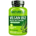 NATURELO טבעוני B12 - Methyl B12 עם אורגני Spirulina - ויטמין עתיר גבוה B12 1000 mcg Methyhydrobalamin - תמיכה בריאות Mood, אנרגיה, לב ועין בריאות - 90 קפסולות