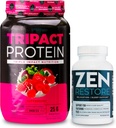 אבקת חלבון Nutrology TRIPACT, 7-in-1 Meal החלפת Shake, Superberry (40 משרתים) Zen Natural Magnesium תוסף (30 משרתים)
