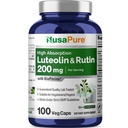 NusaPure Luteolin Complex with Rutin 200 מ"ג | 100 קפסולות | Vegetarian, non-GMO & Vegan Flavonoid Formula