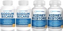 Sodium Bicarbonate 650 מ"ג קפסולות עבור סיוע Acid, Alkalinity 120 Pills 2Pack + Kidney לשחזר Kidney ניקויse ו- Kidney Health Supplement, 60 caps - 2 Pack