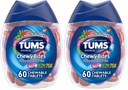 TUMS Chewy Bites Antacid טבליות עבור Chewable Heartburn הקלה ו Acid Indigestion הקלה, Assorted Berries - 60 Count (Pack of 2)