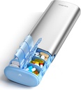 Vaydeer 7 Day שבועי גלולות מארגנת 2 פעמים ביום, Metal Am Pm Travel Pill Case, יכולת גדולה פי שניים חם גלולת גלולות עבור תוספי מזון, גלולות, ויטמינים ותרופות (Sliver)