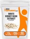 BulkSupplements.com White Kidney Bean Extracta - White Kidney Bean אבקה - Herbal Glu -ten Free, 1.5g לכל משרת, 250g (8.8 oz) (Pack of 1)