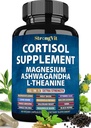 תוספי Cortisol לנשים עם מגנזיום, Ashwagandha & L-theanine. מנהל קורטיזול, צמצם, Detox, Lower and control (59 Count)