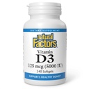 גורמים טבעיים, ויטמין D3, 5,000 IU, תומכים Joint, Bone & Immune Health, 240 Count (Pack of 1)