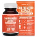 Saw Palmetto Extract - 10X Potency, כוח כיתה תרופות - Plus Pumpkin Seed Oil - תומך Prostate Health, Relieves Ornation בעיות, תומך צמיחת שיער, DHT בלוקר - 60 Softgels