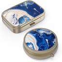 Hion Pill Box with Mirror Retro Small Pill Case for Purse or Pocket ברונזה או ויטמינים, שמן דגים, תוספים, Pill Containe Travel Gifts (2PCS)