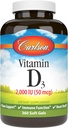 קרלסון - ויטמין D3, 2000 IU (50 mcg), בריאות העצם, בריאות השרירים, Cholecalciferol, ויטמין D תוספים, ויטמין D3 Soft Gels, 360 Softgels