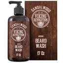 המהפכה הוויקינגית Beard Wash Shampoo w/Argan & Jo Joba Oils - Softens & Powerens - Sandalwood Scent - 17 oz Shampoo