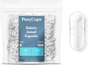 PureCapsUSA - Fat Gelatin Pill קפסולות בגודל 0. 100 גלולות הצטרפו ל- non-GMO Certified - SLS, Gluten, Preservative Free
