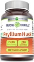 פורמולה מדהימה Psyllium Husk 750mg Veggie קפסולות תוספת | Non-GMO | Gluten Free | Made in USA | מתאים עבור Vegetarians (240 Count)