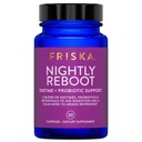 FRISKA Nightly Reboot Enzyme ו Probiotics תוסף, מקדם Better Digestion ושינה, תומך Gut בריאות עבור גברים ונשים, מלטונין, Chamomile, 30 קפסולות