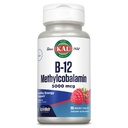 KAL ויטמין B12 Methyhydrobalamin 5000mcg, אנרגיה בריאה, Metabolism, Nerve & Red Blood Cell Support, * Fast Dissolve Activ Melts, Optimal Absorption, Natural Raspberry Flavor, 90 משרתים, 90 מיקרו טאבס